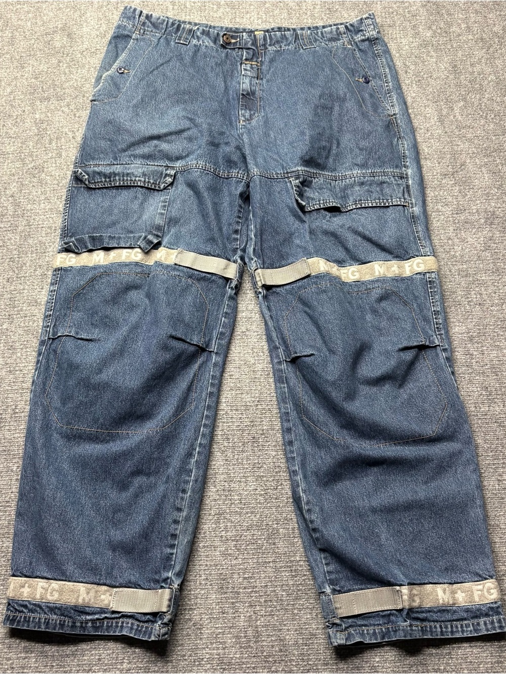 VTG Marithe Francois Girbaud Jeans Mens 42x34 Blue 90s Y2K Baggy Shuttle Straps